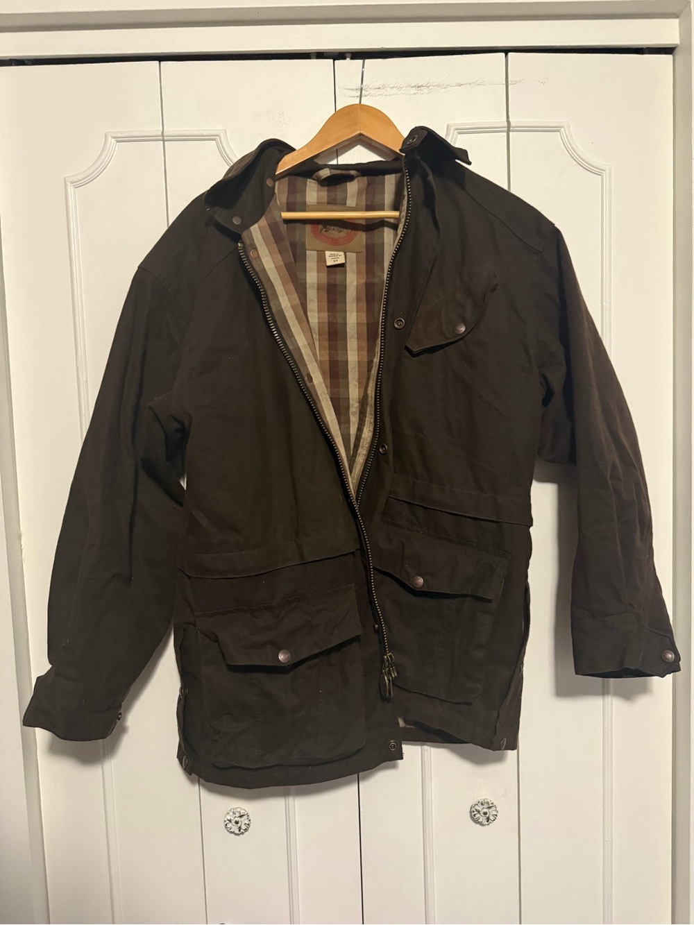 The Australian Outback oilskin Men's Military-Style Field Jacket Plaid Lining